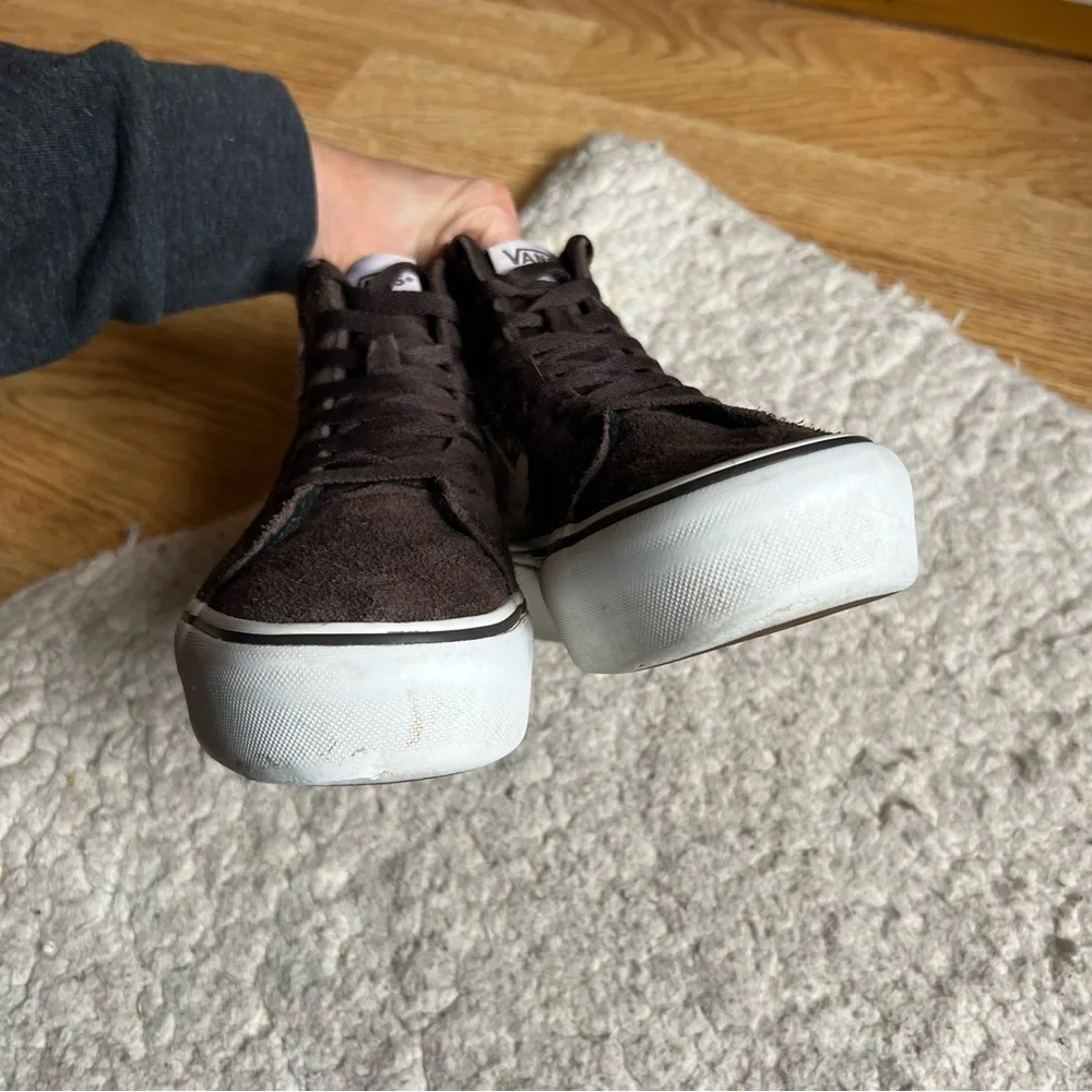 Vans: Brown Cream Tan Plaid Mix Filmore Hi Platform Sneakers Women's Size 6 - Picture 9 of 14